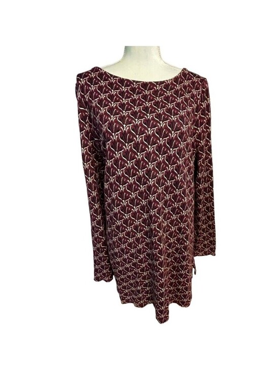 J. Jill Tops - J. Jill Tunic Top Womens XL Burgundy Ponte Knit Geometric Long Sleeve Mod Fall